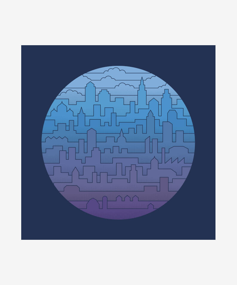 Rick A. Crane Wales Skyline Blues, 2023 Digital illustration, editioned