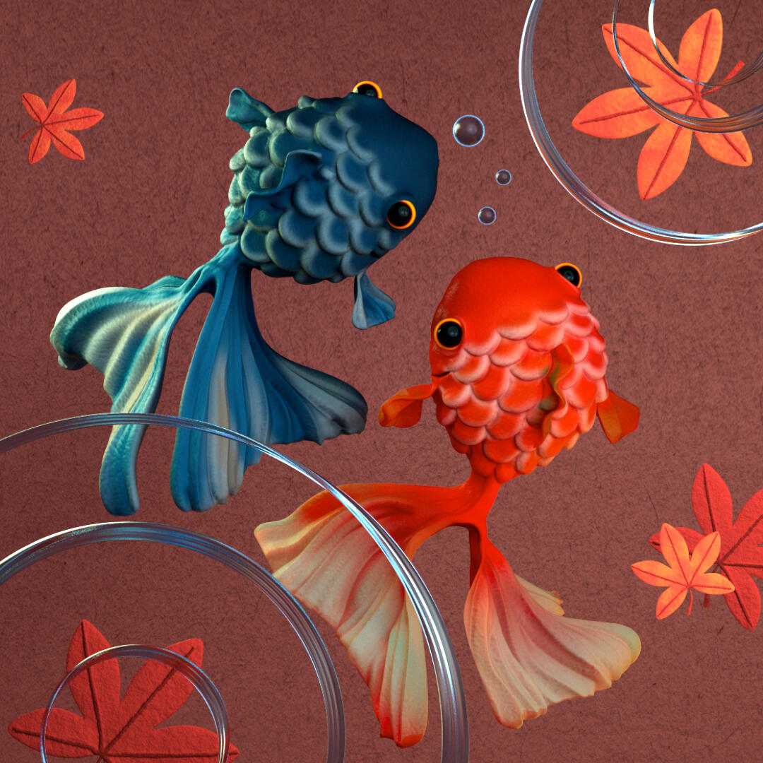 Horimon 008 金魚;GOLD FISH, 2021. Marina Nakagawa. MIME: image/png, Token: FA2, Storage: IPFS, Contract: KT1...